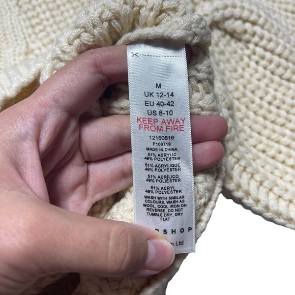 TopShop Pointelle Detail Balloon Sleeve Knit Sweater M (8-10) - Picture 6 of 11